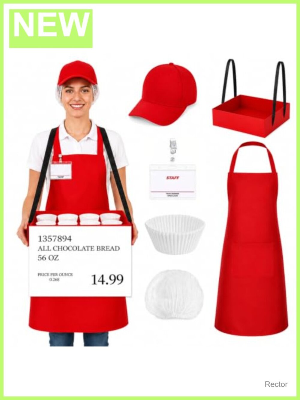 Halloween Supermarket Employee Costume Adults Couple Retail Worker Accessory Set